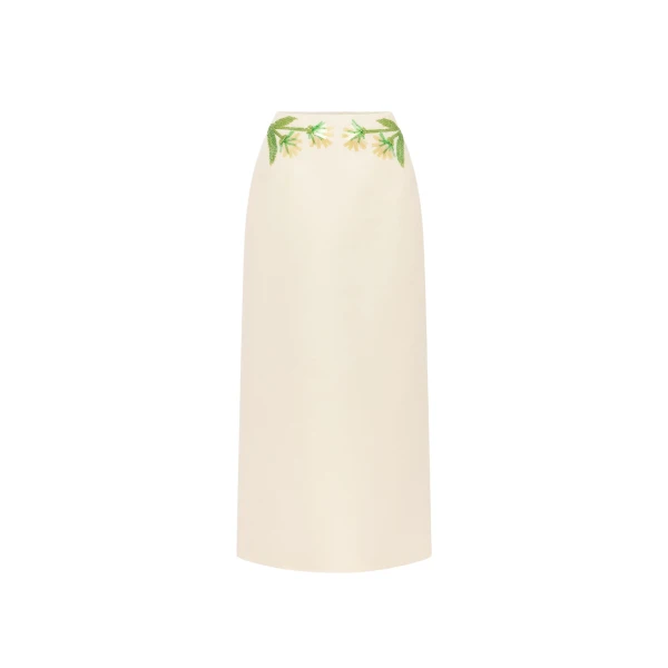 Leo Lin Quinn Embellished Wool Midi Skirt