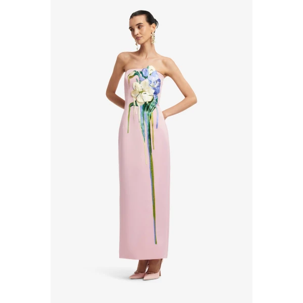 Leo Lin Rayna Embroidered Bustier Maxi Dress, view 3