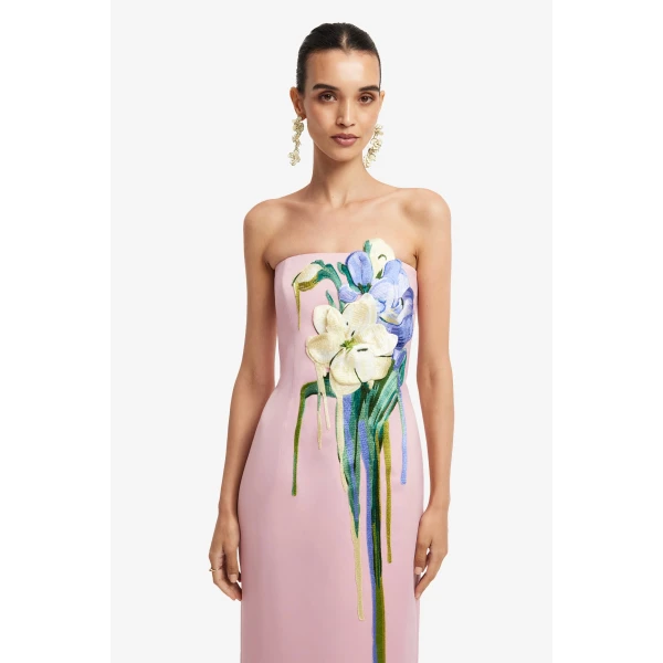 Leo Lin Rayna Embroidered Bustier Maxi Dress, view 6