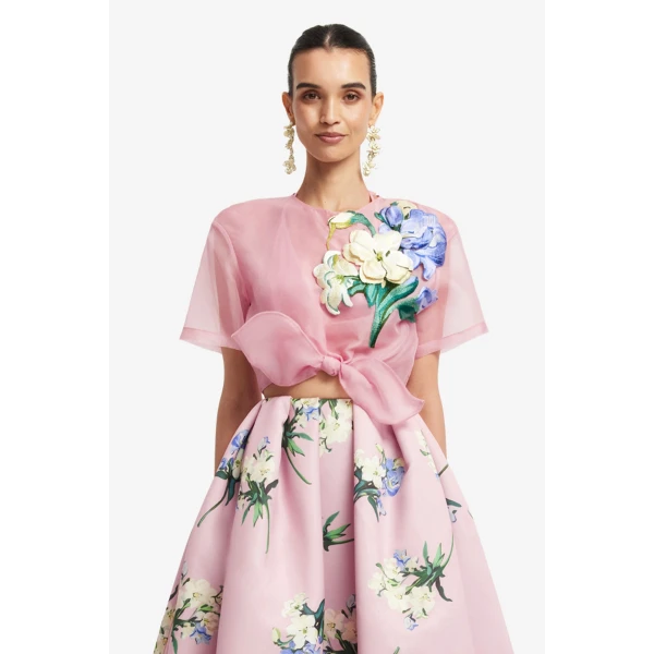 Leo Lin Riley Embroidered Sleeve Top, view 2