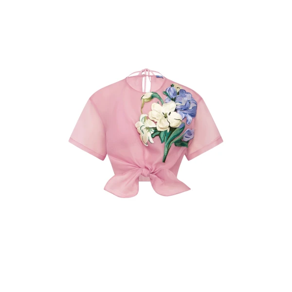 Leo Lin Riley Embroidered Sleeve Top