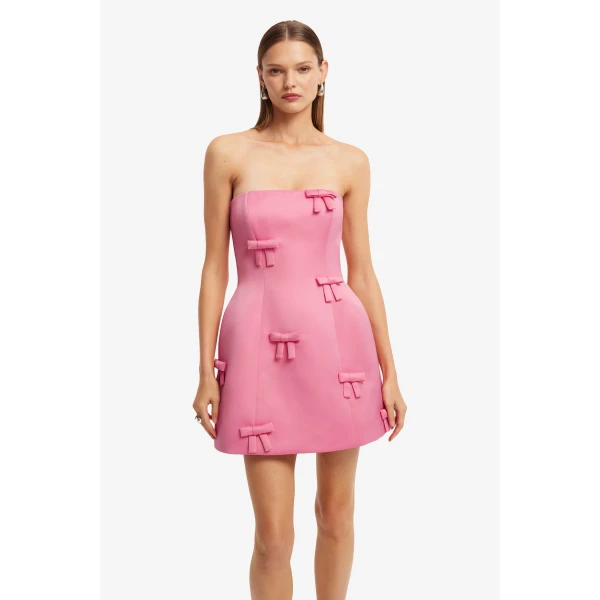 Leo Lin Roselle Bow Mini Dress, view 6