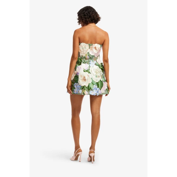 Leo Lin Roselle Floral Hand Embroidered Bustier Mini Dress, view 5