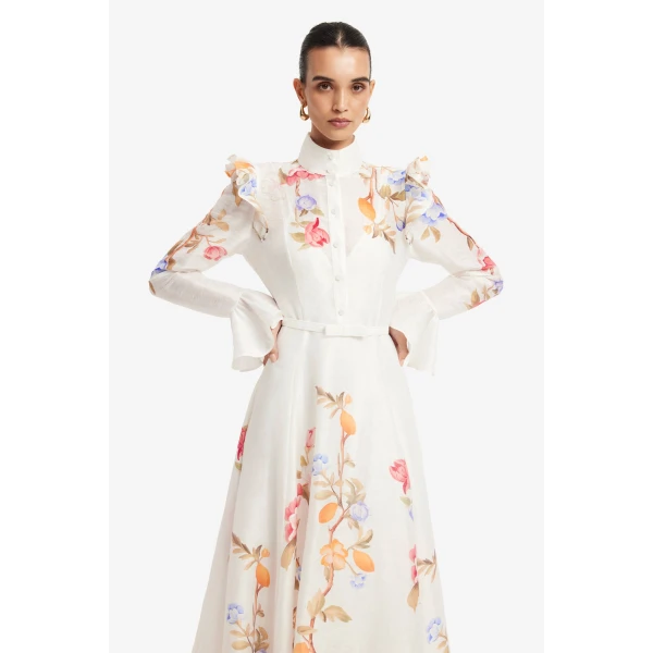 Leo Lin Selina Butterfly Sleeve Midi Dress, view 6