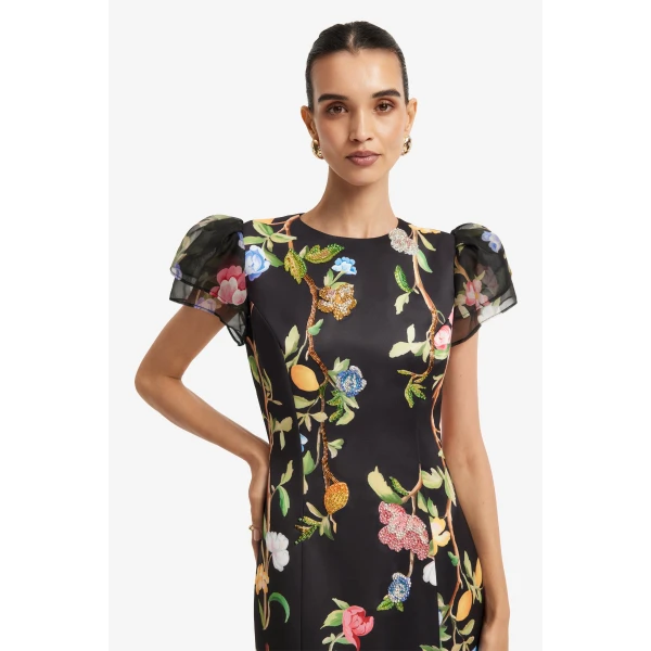 Leo Lin Sofia Embellished Puff Sleeve Maxi Dress, view 6