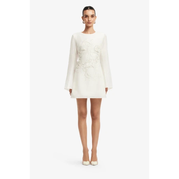 Leo Lin Suzanne Appliqué Bell Sleeve Mini Dress, view 2