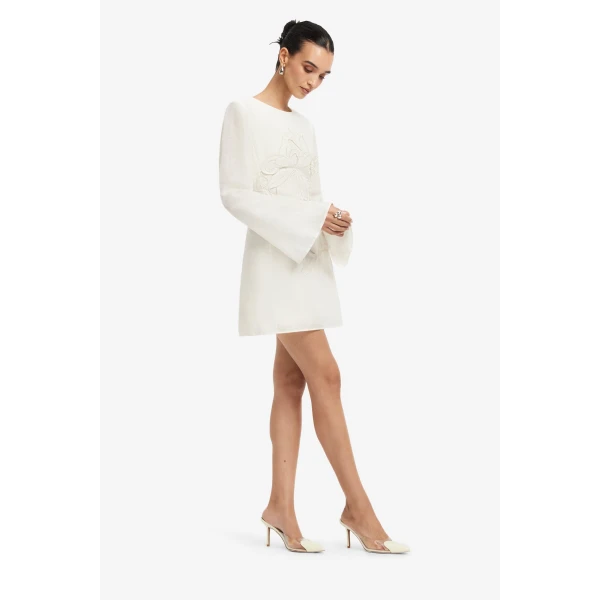 Leo Lin Suzanne Appliqué Bell Sleeve Mini Dress, view 4