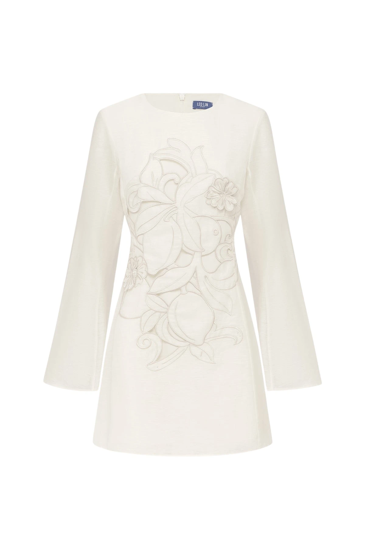 Leo Lin Suzanne Appliqué Bell Sleeve Mini Dress