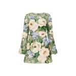 Leo Lin Suzanne Floral Hand Embroidered Bell Sleeve Mini Dress