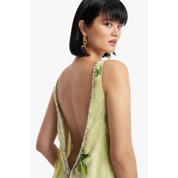 Leo Lin Yumei Embellished Open Back Gown, view 6