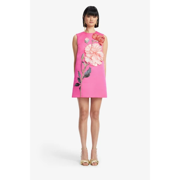 Leo Lin Yvonne Appliqué Floral Mini Dress, view 2