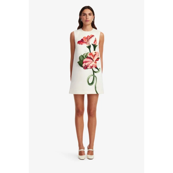 Leo Lin Yvonne Appliqué Floral Mini Dress, view 2