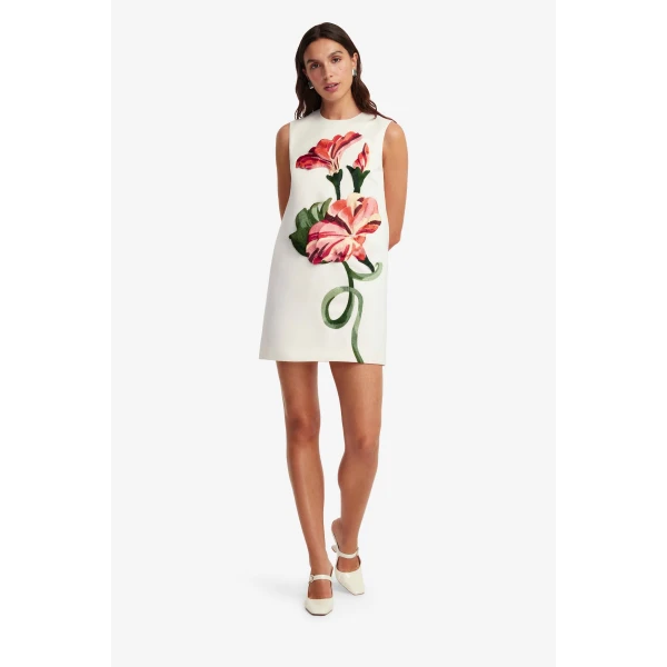 Leo Lin Yvonne Appliqué Floral Mini Dress, view 3