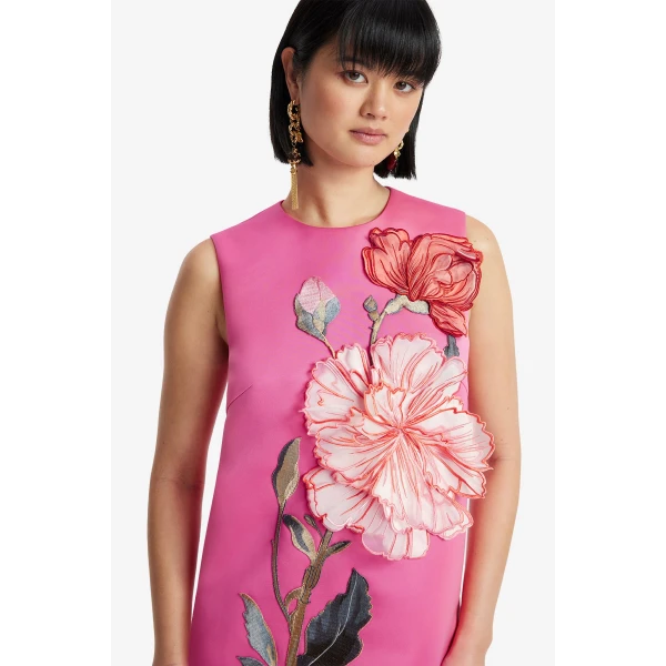 Leo Lin Yvonne Appliqué Floral Mini Dress, view 6