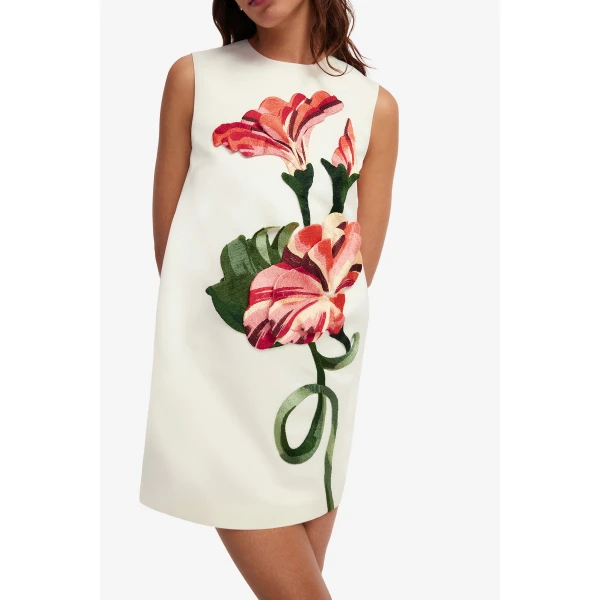 Leo Lin Yvonne Appliqué Floral Mini Dress, view 6