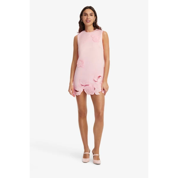Leo Lin Yvonne Appliqué Mini Dress, view 3