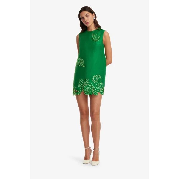 Leo Lin Yvonne Appliqué Mini Dress, view 3