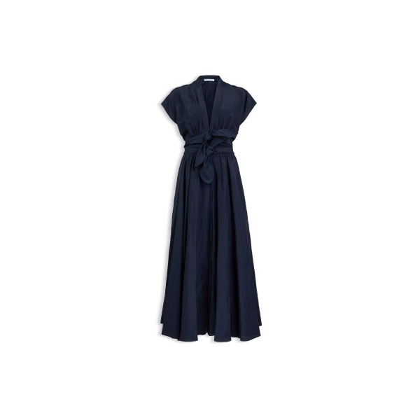 Alaïa Linen Blend Belted Dress - ALAÏA Dresses - Laser Cut Luxury - Shop at Luxury Shoes 