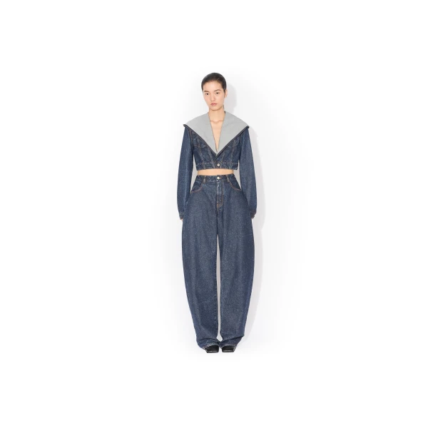 Alaia Low Round Denim Pants, view 2