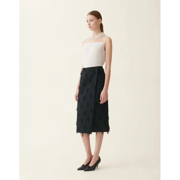 Fabiana Filippi Sleeveless Cashmere and Silk Sweater in Raffia, view 2