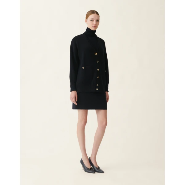 Fabiana Filippi Merino Wool Cardigan in Midnight Blue, view 2