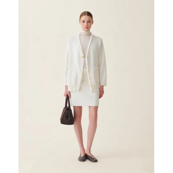 Fabiana Filippi Turtleneck Cashmere and Silk Sweater in Raffia, view 2