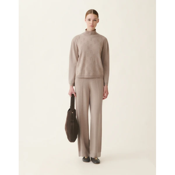Fabiana Filippi Turtleneck Platinum Sweater in Mocha, view 2