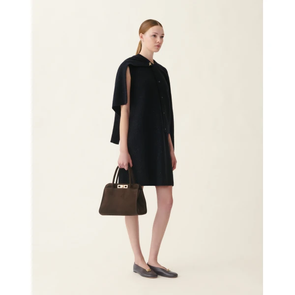 Fabiana Filippi Platinum Sequin Jacket in Midnight Blue, view 2
