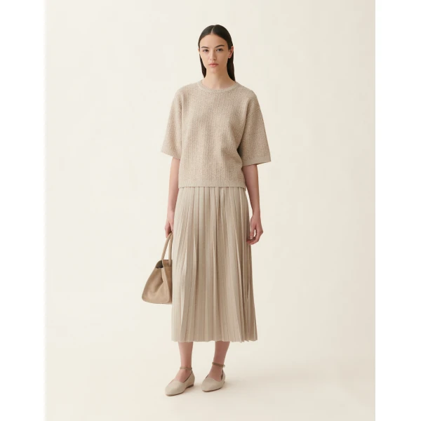 Fabiana Filippi Platinum Sequin Sweater in Cachà, view 2
