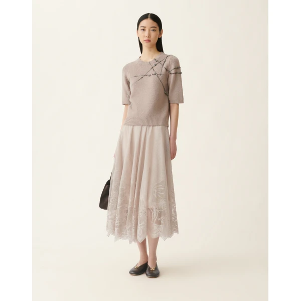 Fabiana Filippi Gauze Cashmere Sweater in Mocha, view 2