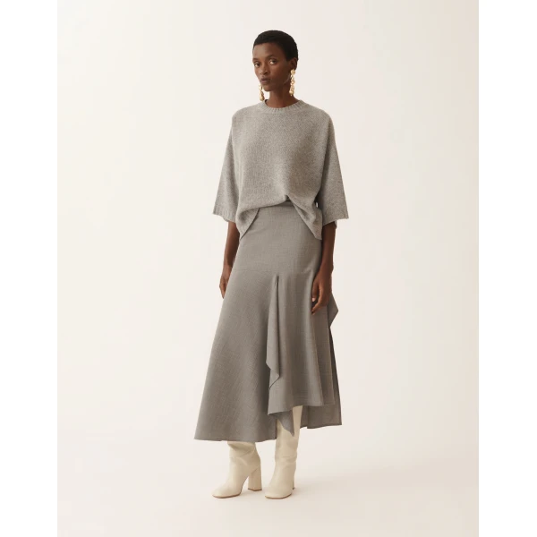 Fabiana Filippi Cashmere T-shirt in Grey Knit, view 2