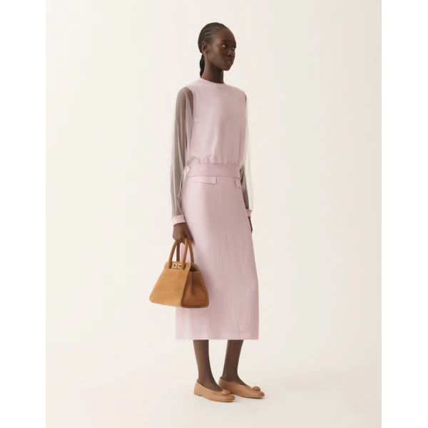 Fabiana Filippi Wool and Cotton Sweater in Lilac Pink, view 2