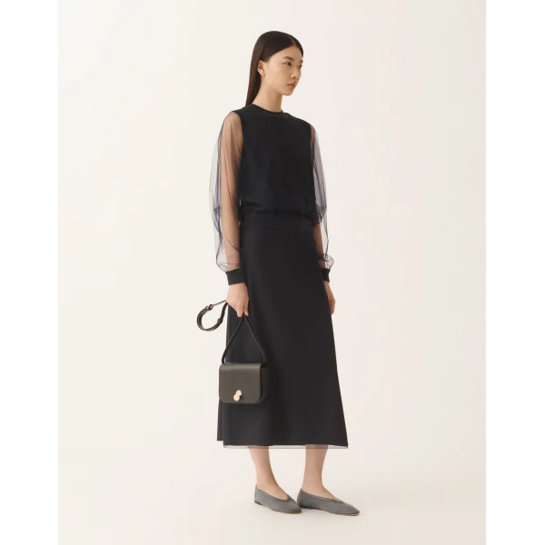 Fabiana Filippi Wool and Cotton Sweater in Night Blue, view 2