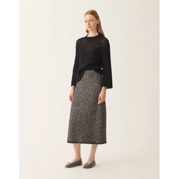 Fabiana Filippi Cape in Platinum and Micro Sequins, Night Blue, view 2