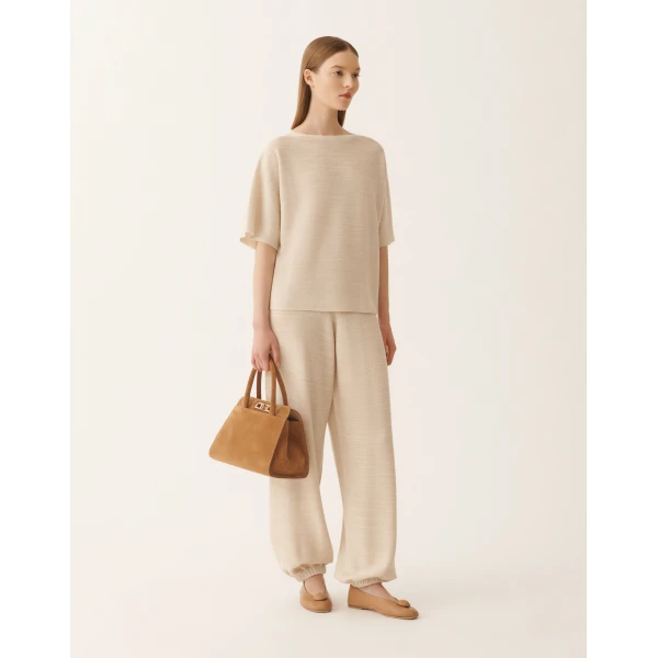 Fabiana Filippi Maxi T-shirt in Wool, Cotton, and Lurex, Butter Knit, view 2