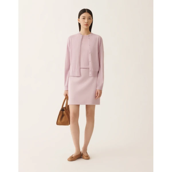 Fabiana Filippi Lilac Pink Wool and Cotton Cardigan, view 2