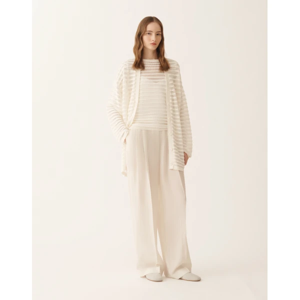 Fabiana Filippi White Cotton and Linen Sweater with Sequins, view 2