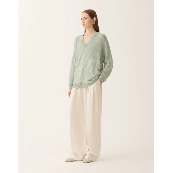 Fabiana Filippi Mouliné Yarn Sweater in Ghirri Green, view 2