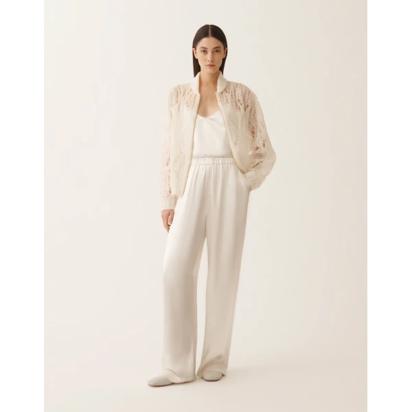 Fabiana Filippi Mohair Bomber Jacket with Coating in Raffia, view 2