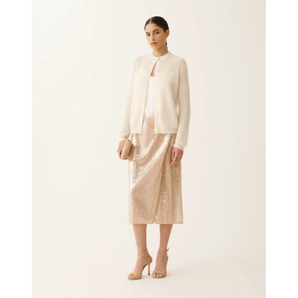 Fabiana Filippi Mohair Cardigan with Sequins in Raffia, view 2