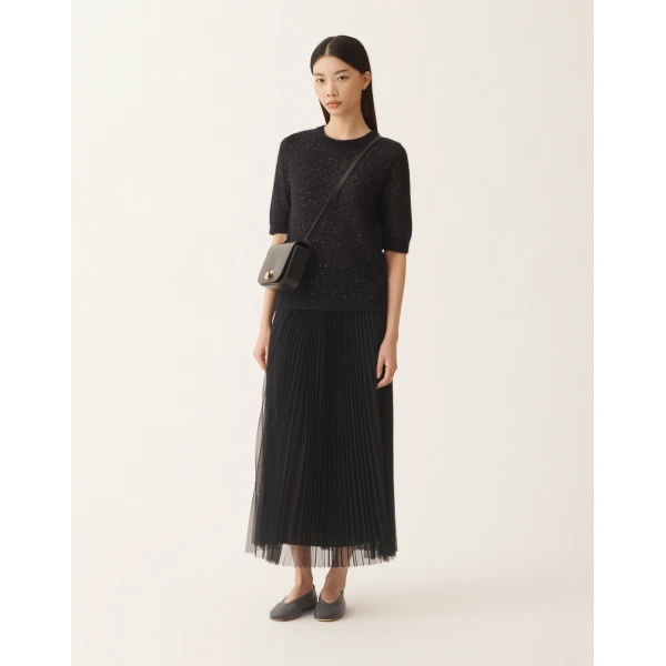 Fabiana Filippi Midnight Blue Mohair Sweater with Sequins, view 2
