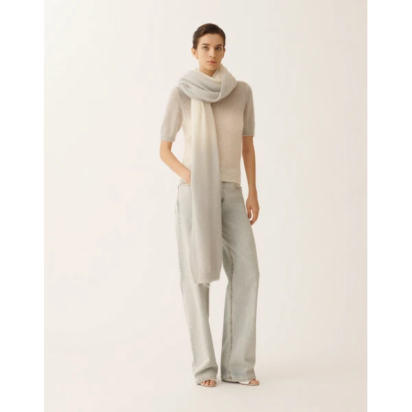 Fabiana Filippi Mohair Sweater with Sequins in Shaded Raffia and Gray, Raffia/gray, view 2