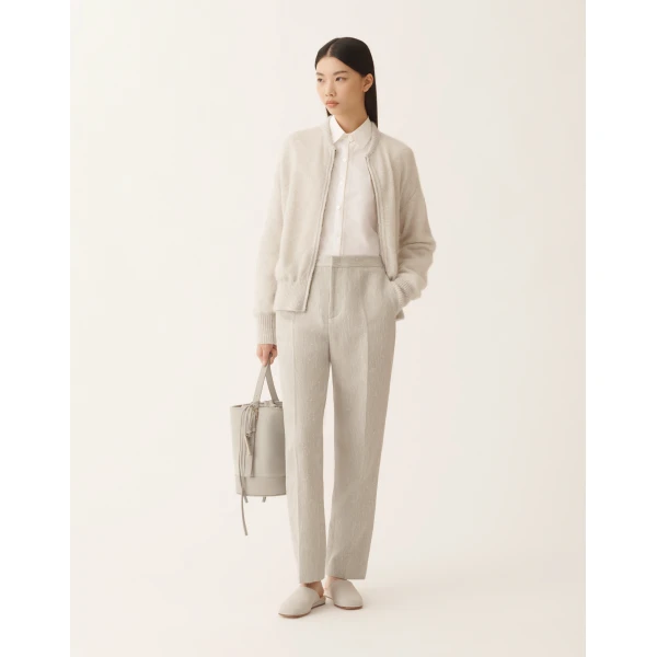 Fabiana Filippi Mohair Bomber with Sequins in Gravel Knit, view 2