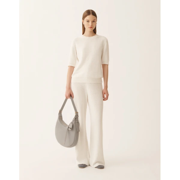 Fabiana Filippi White Cotton and Linen Sweater with Sequins, view 2