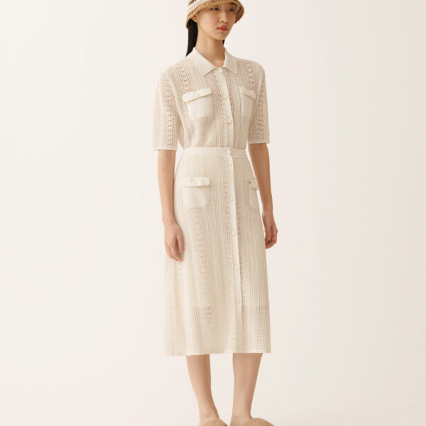 Fabiana Filippi Organic Cotton Polo with Lustrous Viscose in Butter Knit, view 2