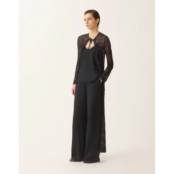 Fabiana Filippi Long Cardigan in Midnight Blue Micro Sequins, view 2