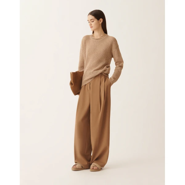 Fabiana Filippi Cotton Ribbon-Knit Sweater with Sequins in Acer, view 2