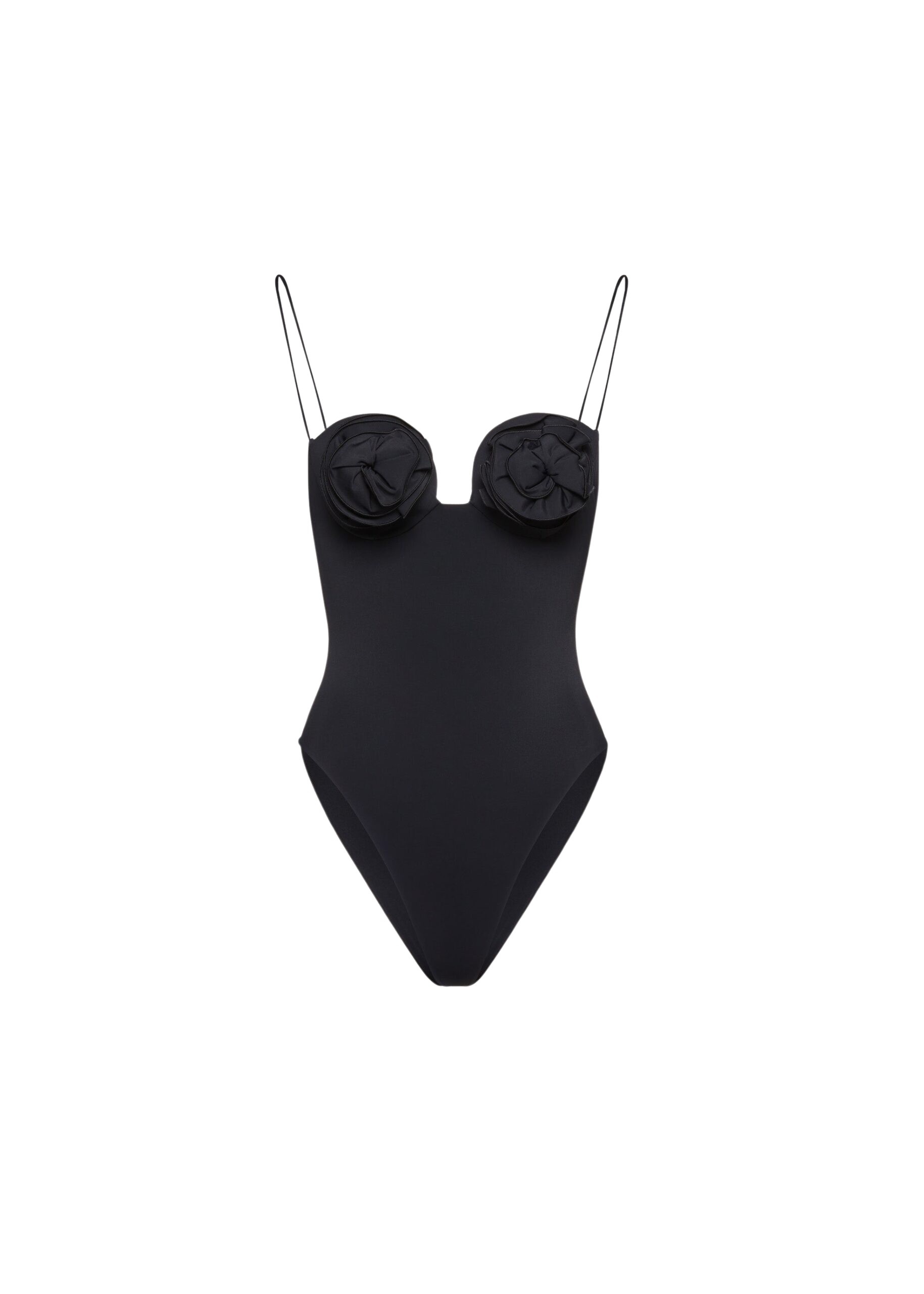Magda Butrym 3D flower retro bustier swimsuit in black