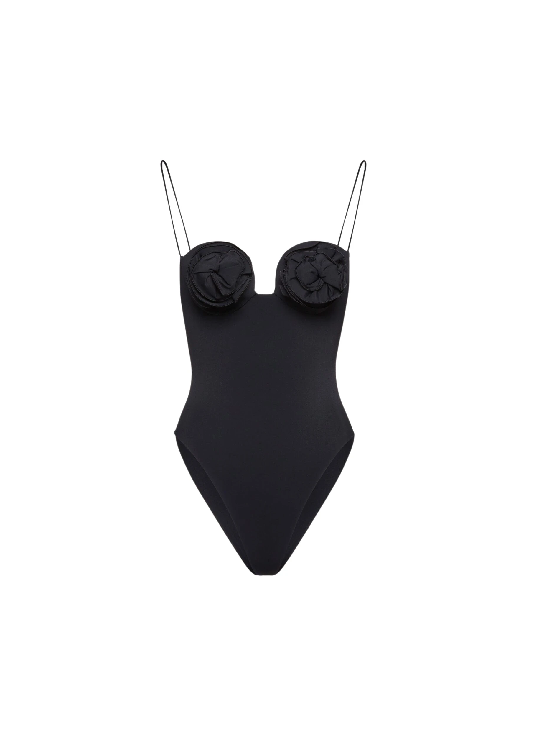 Magda Butrym 3D flower retro bustier swimsuit in black
