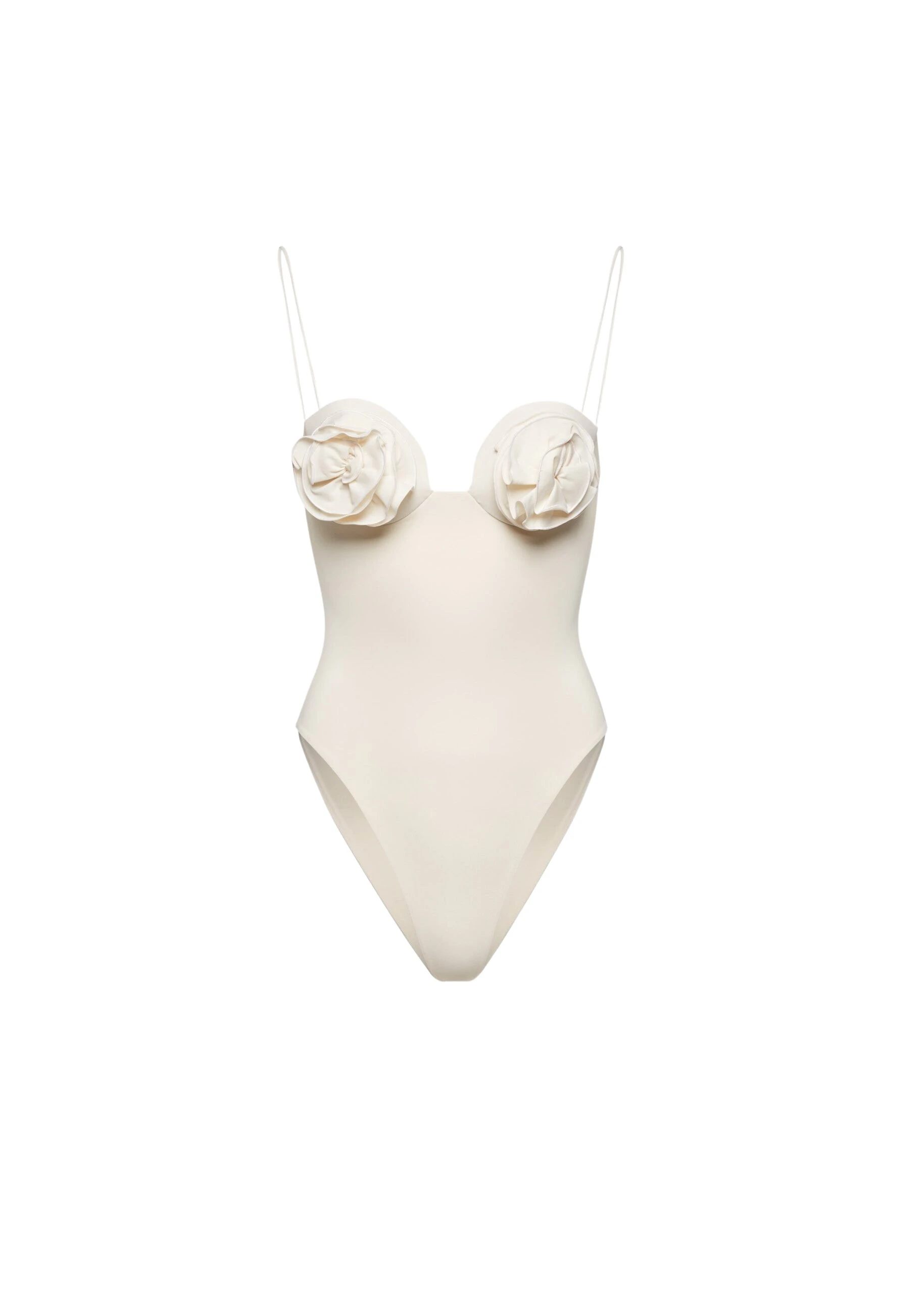 3D flower retro bustier swimsuit in cream